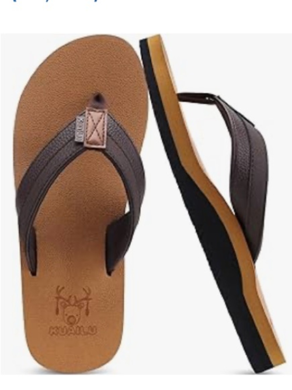 Men’s Brown Yoga Mat Flip Flop Sandals with Arch Support & Tan Footbed 11 New